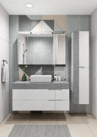 Шкаф-Зеркало Amica "КАПРИ" 3 Двери Бетон