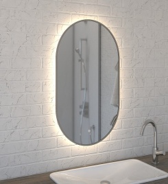 Зеркало Amica "739ск" 4000К 50*80 Овал Сенсор Светлое Золото