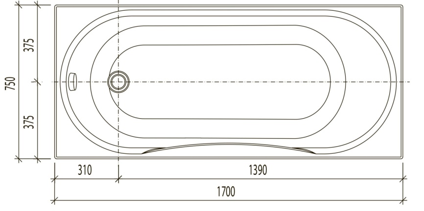 Ванна Прямая Amica "ОЛИВЕ" 170х75 Белая фото 6
