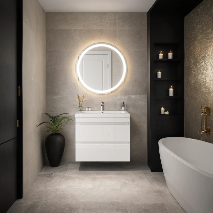 Зеркало Amica "СКАЙ" 4000К Размер 80 Круг Сенсор Графит фото 3