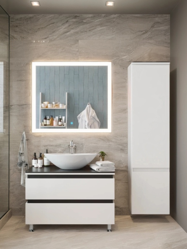 Зеркало Amica "ЯВА" Квадрат Белый фото 2