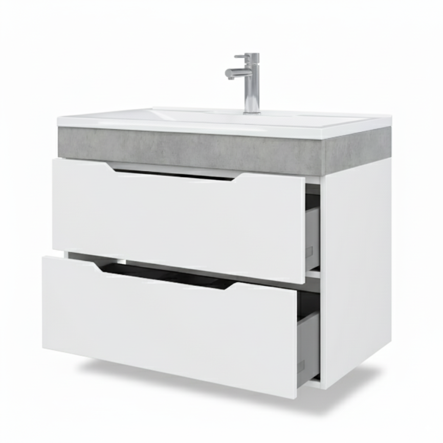 Тумба Напольная Amica "КАПРИ" Размер 80 2 Ящика Бетон фото 2