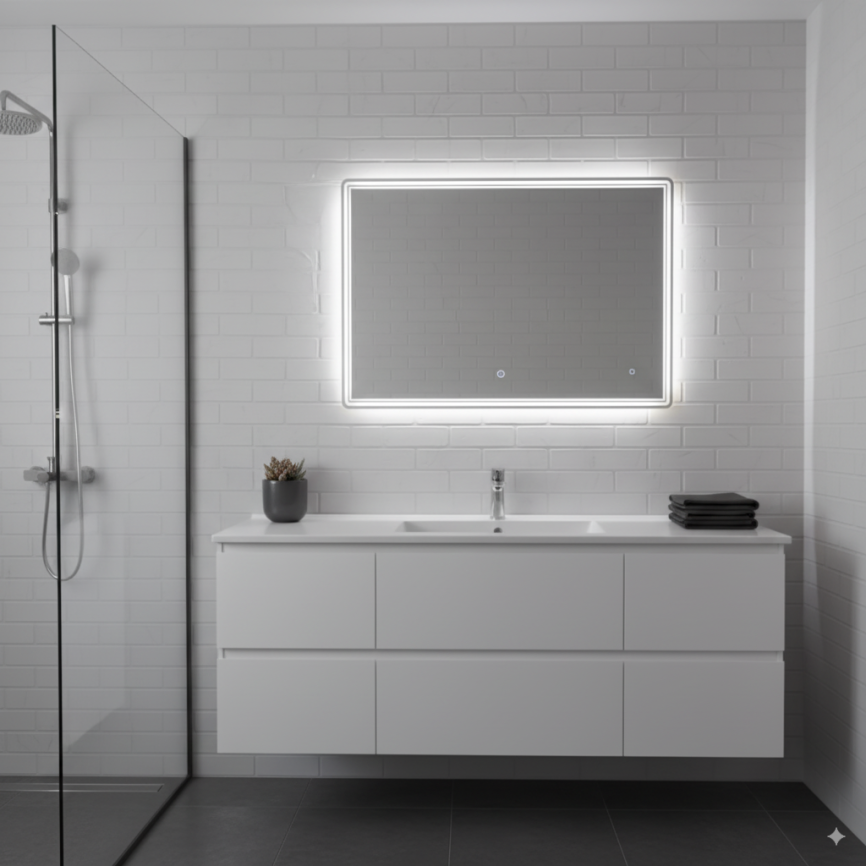 Зеркало Amica "727ску" 4000К 80*60 Квадрат Сенсор Золото Шампань фото 3