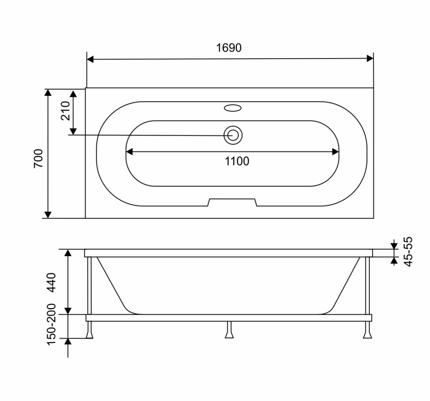 Ванна Прямая Amica "СИБАРИС" 170х70 Белая фото 4