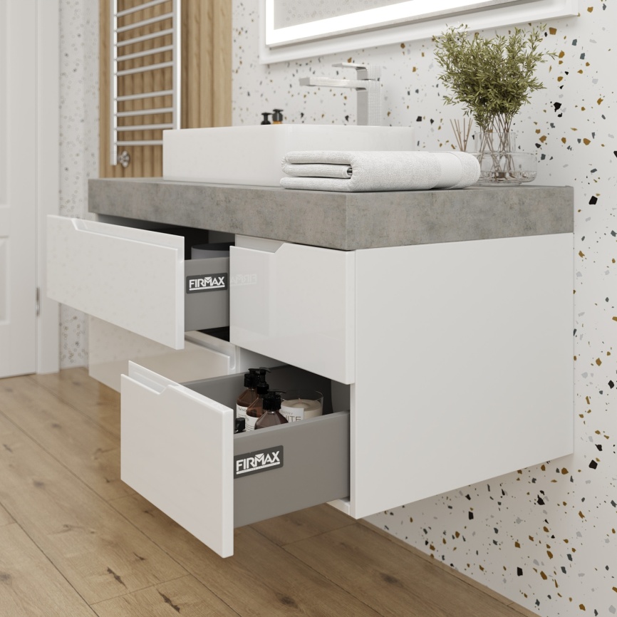 Тумба Подвесная Amica "КАПРИ" 4 Ящика Подиум (Бетон) фото 3