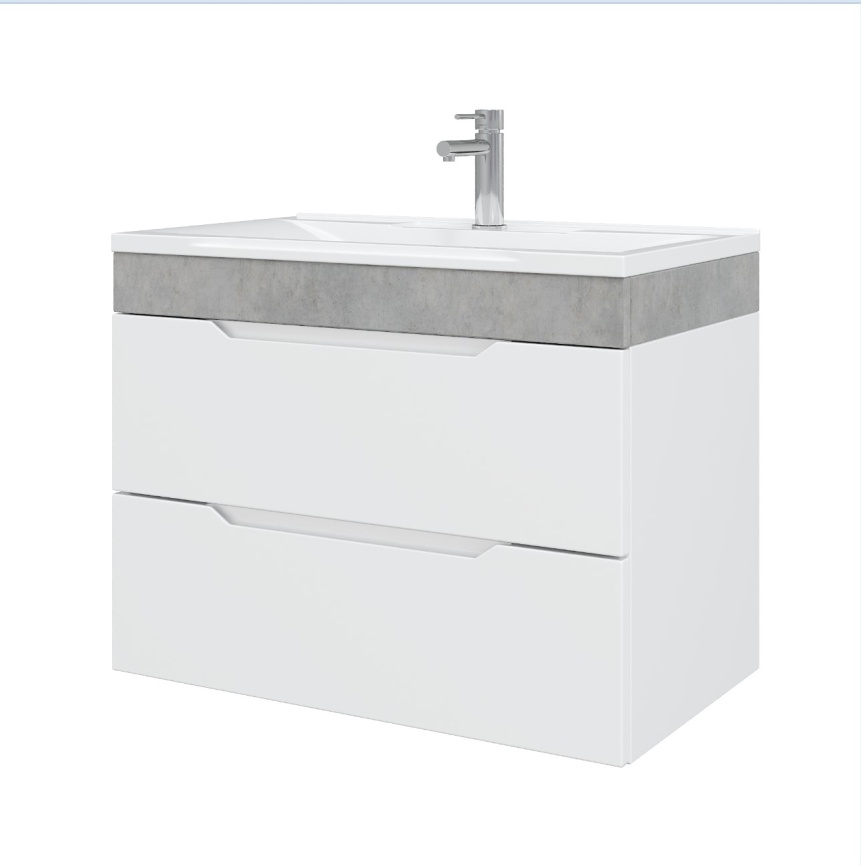 Тумба Подвесная Amica "КАПРИ" 2 Ящика (Бетон) фото 1