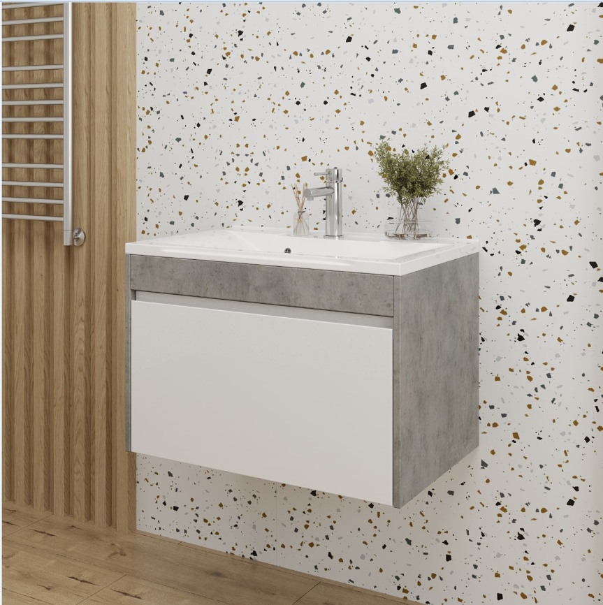 Тумба Подвесная Amica "КАПРИ" 1 Ящик Бетон фото 2