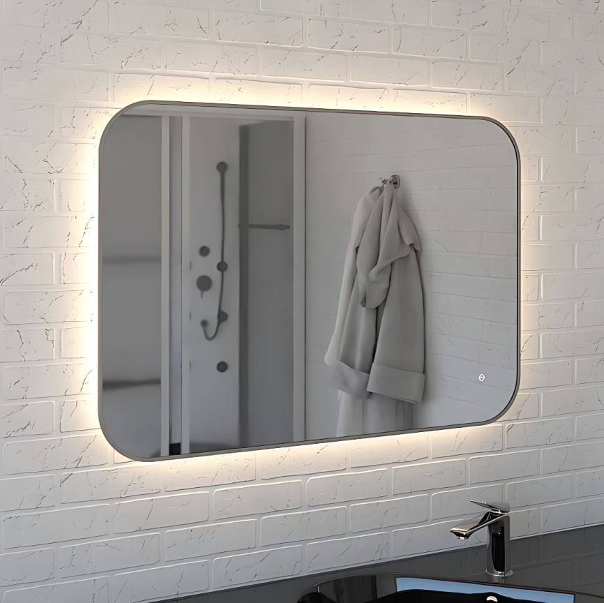 Зеркало Amica "797ску" 4000К 100*70 Эллипс Сенсор Золото Шампань фото 1