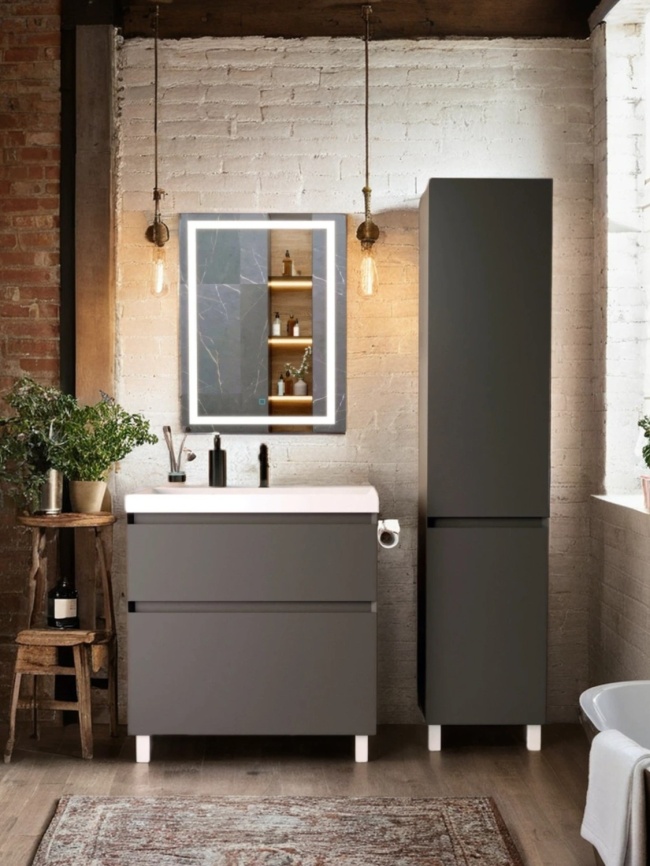 Зеркало Amica "СКАЙ" Квадрат Сенсор Графит фото 2