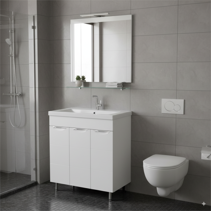 Тумба Напольная Amica "КИПР" Размер 80 3 Двери Белый фото 3