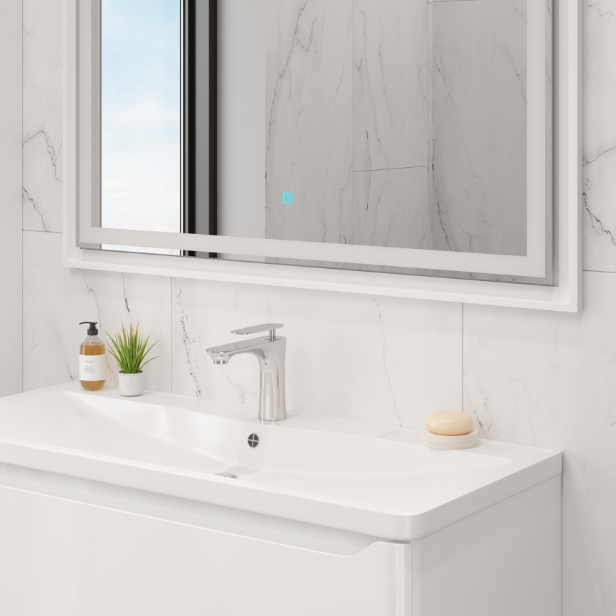 Зеркало Amica "СКАЙ" Квадрат Сенсор Белая  фото 2