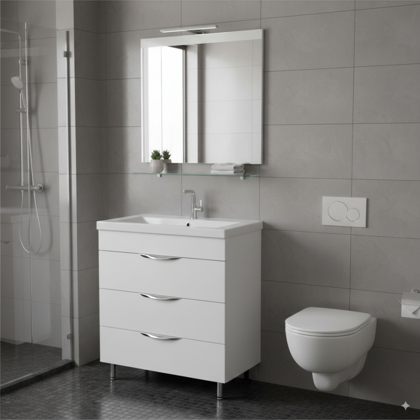 Тумба Напольная Amica "КИПР" Размер 80 3 Ящика Белый фото 3