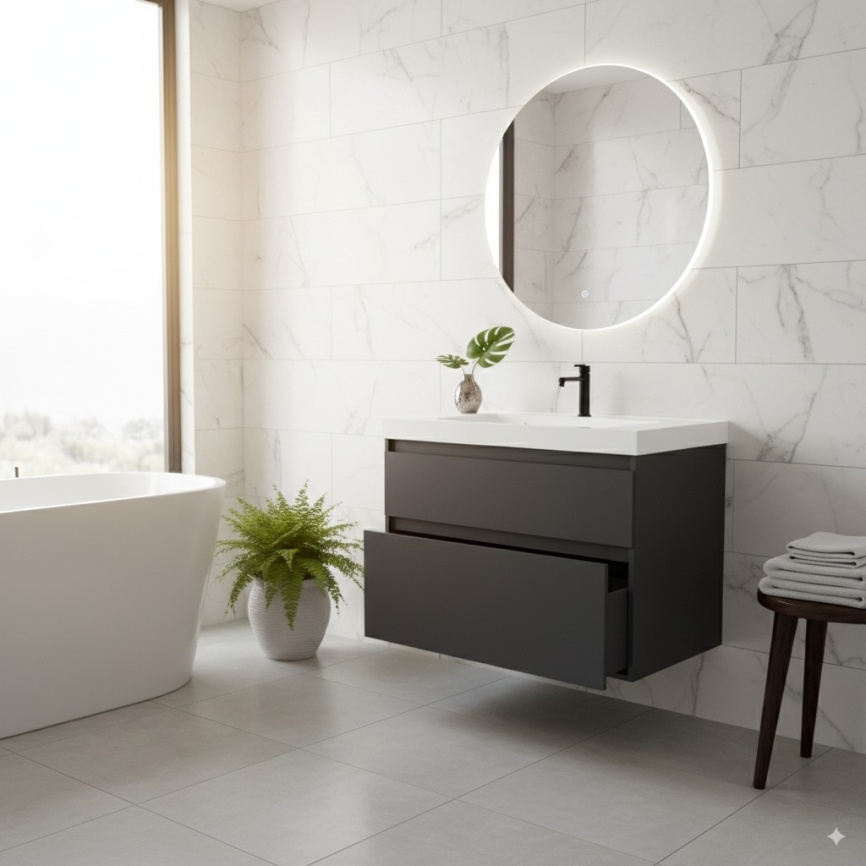 Тумба Подвесная Amica "КУБА" 2 Ящика Графит фото 3