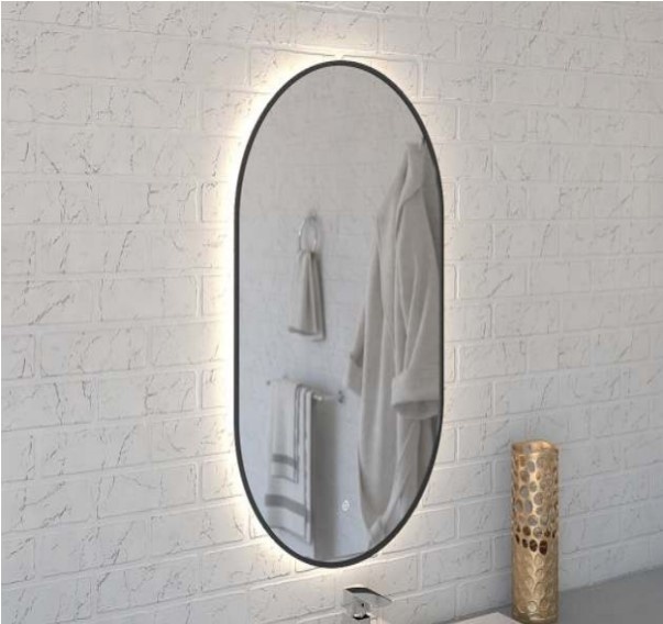 Зеркало Amica "735ск" 4000К 80*50 Овал Сенсор Черный фото 1