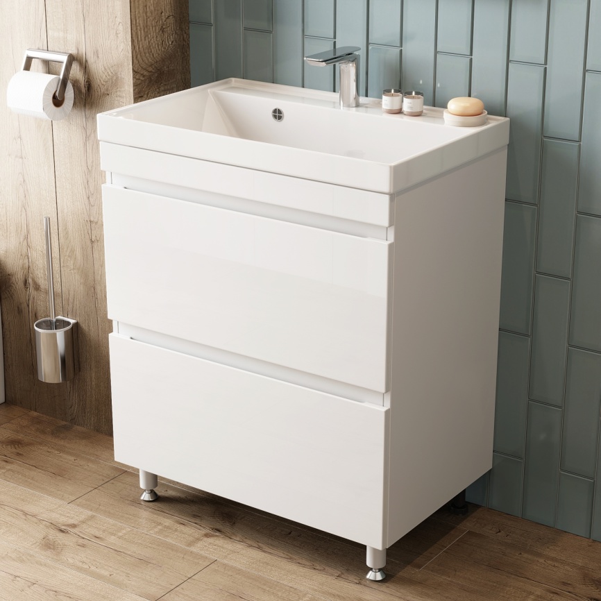 Тумба Напольная Amica "САНТОРИНИ" 2 Ящика Белый фото 3