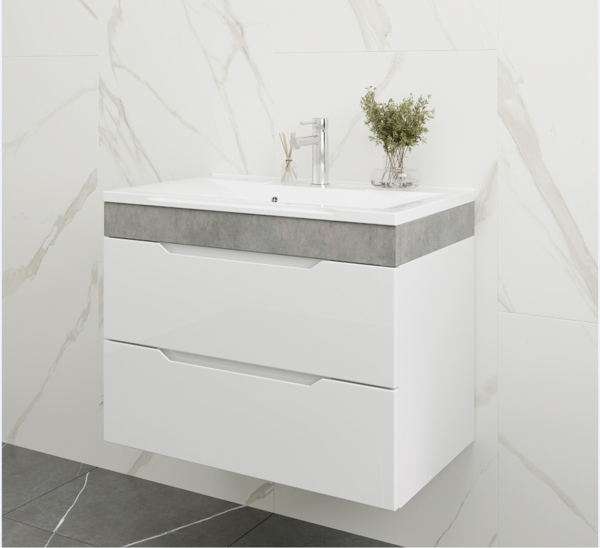 Тумба Подвесная Amica "КАПРИ" 2 Ящика (Бетон) фото 2